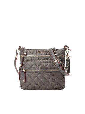 MZ Wallace Downtown Crosby Quilted Nylon Crossbody Bag in Neutral/Gray